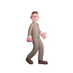 Male Courtroom Lawyer 3D. A male lawyer is walking to the left with a happy expression. Professional Illustration