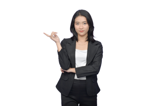 Asian Business Woman Wearing a Black Suit