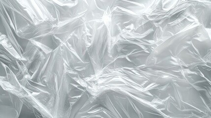 Transparent plastic wrap texture overlay effect. polyethylene wrapping stretch film background. Shrink crumpled plastic sleeve surface. Vector illustration