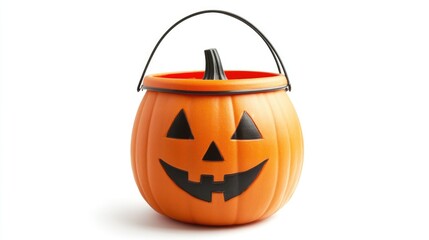 Studio shot Halloween pumpkin pail isolated on white background