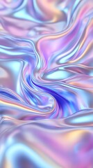 Fototapeta premium A close-up of an iridescent holographic satin cloth, with soft curves and gentle folds that undulate in the wind