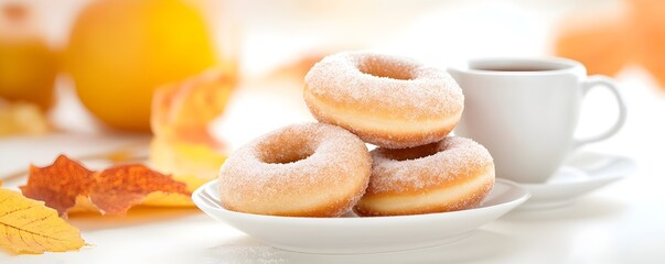 Warm Cider Donuts with Cinnamon Sugar - Perfect Thanksgiving Breakfast Treat Served with Hot Cider for Cozy Holiday Mornings and Afternoon Indulgence