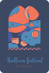 montgolfière, affiche pour festival, rassemblement de montgolfière, évènement aérien, ballon à gaz, ballet aérien, aérostation