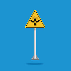 toxic gases asphyxiation symbol on the yellow triangle sign. Suitable for posters and web icons	
