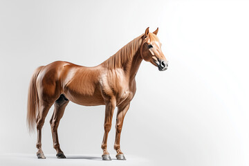 Obraz premium Chestnut Horse in Relaxed Stance A chestnut-colored horse standing with a calm, relaxed posture