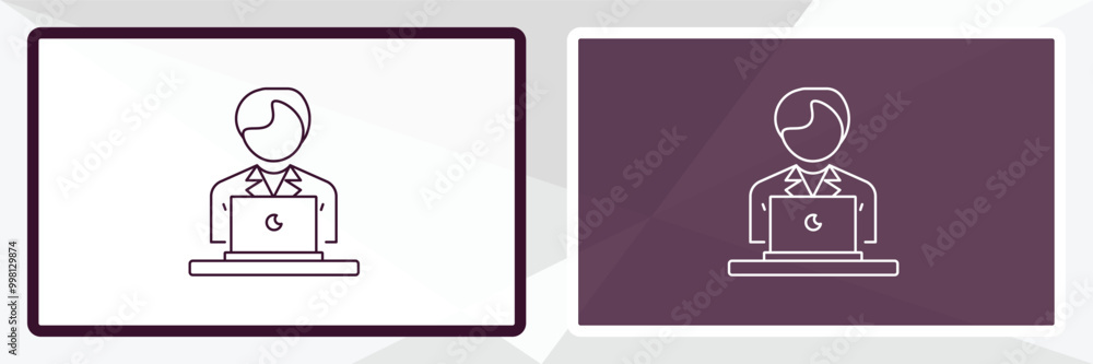 Poster working outline icon. linear vector from human resources concept. thin line white and black working 