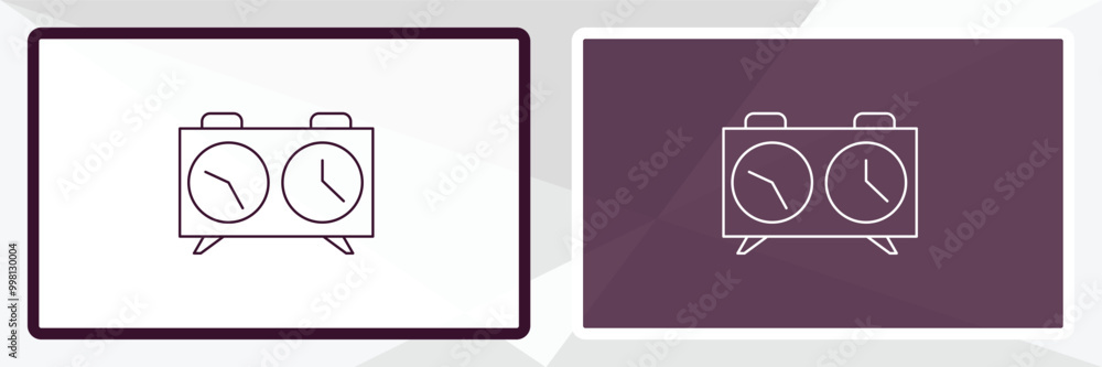 Poster chess clock outline icon. linear vector from human resources concept. thin line white and black ches