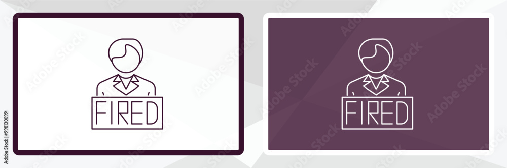 Poster fired outline icon. linear vector from human resources concept. thin line white and black fired icon