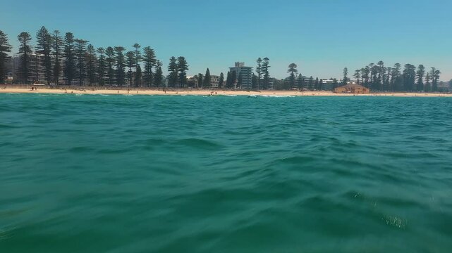 Flying Over Ocean Towards Beach Aerial Video, Manly, Sydney, Australia