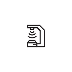 Line drawing of a levitating object on icon. Minimalist line art of an object levitating above a base, showcasing magnetic levitation technology. Editable icon.