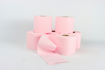 pink toilet paper isolated 