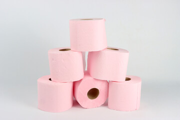 pink toilet paper isolated 