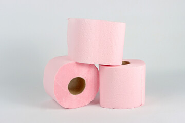 pink toilet paper isolated 