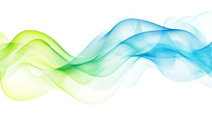 Abstract blue and green wave lines on a white background