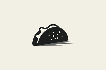 a simple taco logo vector graphic in black and white. It is good for restaurant, cafe, food truck, etc.