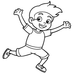 boy jumping cartoon drawing-