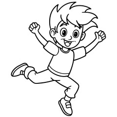 boy jumping cartoon drawing-