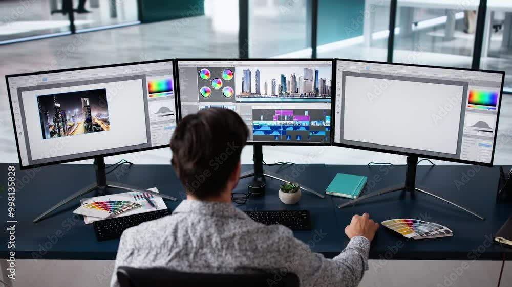 Poster Video Editor Tech Job Using Computer