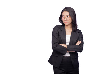 Asian Business Woman Wearing a Black Suit