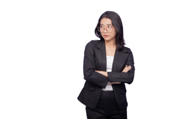 Asian Business Woman Wearing a Black Suit