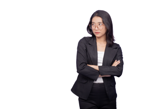 Asian Business Woman Wearing a Black Suit