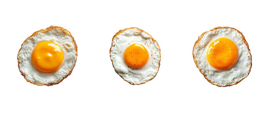 set of fried egg isolated on a white background