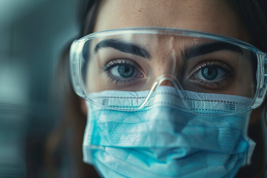 Generative AI illustration of people in biohazard protective clothes suits disinfection pollution gas radioactive elements - Powered by Adobe