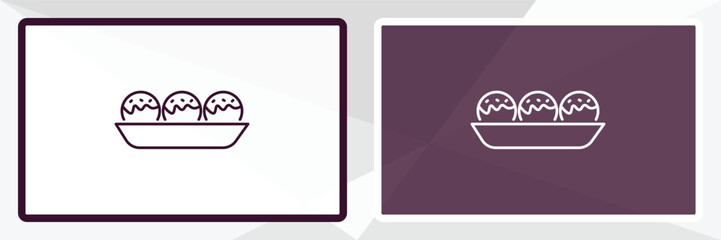 takoyaki outline icon. Linear vector from hotel concept. Thin line white and black takoyaki icon isolated on white and dark background