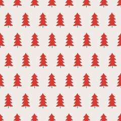 Christmas seamless pattern with fir trees on white background. Perfect for wallpaper, gift paper, winter greeting cards. Vector illustration