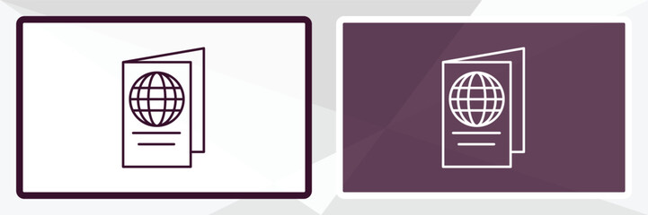 passport outline icon. Linear vector from hotel concept. Thin line white and black passport icon isolated on white and dark background