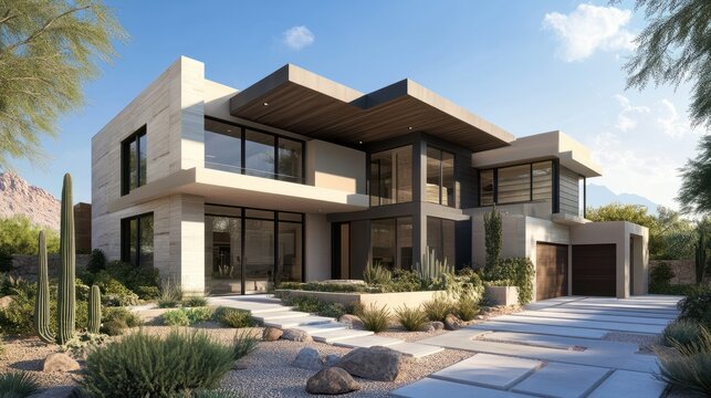 A modern home in Scottsdale, Arizona by generative AI - Powered by Adobe