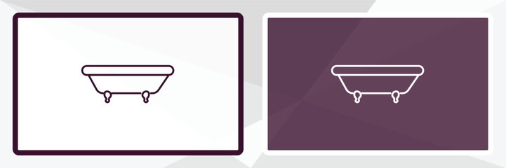 bathtub outline icon. Linear vector from hotel concept. Thin line white and black bathtub icon isolated on white and dark background