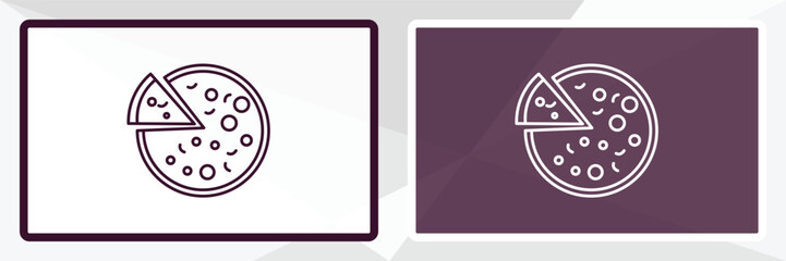 pizza outline icon. Linear vector from hotel concept. Thin line white and black pizza icon isolated on white and dark background