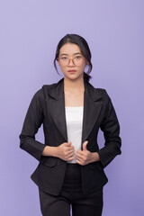 Asian Business Woman Wearing a Black Suit