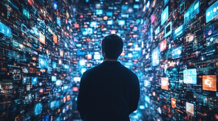 Person interacting with digital data streams