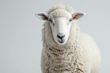 Front-Facing Sheep with Woolly Coat
A sheep standing and facing the camera, highlighting its thick woolly coat