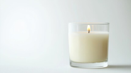 A luxury scented candle in a glass jar, isolated on a white background