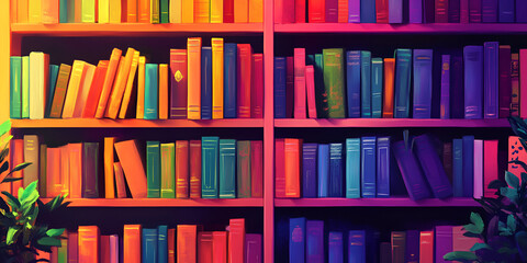 Colorful Home Library with Modern Decor