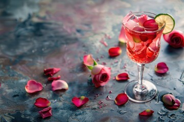 Elegant Rose Mimosa with Champagne and Petals for a Romantic Brunch Drink Inspiration