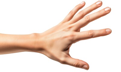 Hand showing number five isolated on white background, clipping path included.