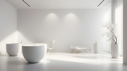 An empty white room with a window, showcasing minimalist design and open space	