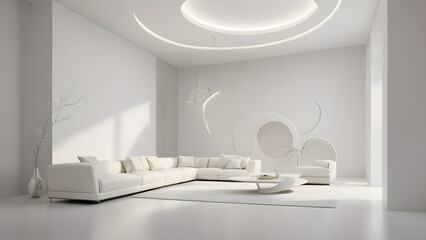 An empty white room with a window, showcasing minimalist design and open space	