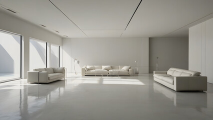 An empty white room with a window, showcasing minimalist design and open space	