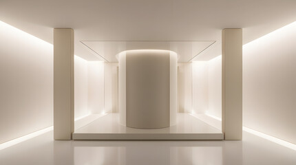 An empty white room with a window, showcasing minimalist design and open space	