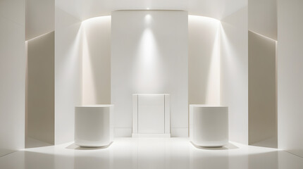 An empty white room with a window, showcasing minimalist design and open space	