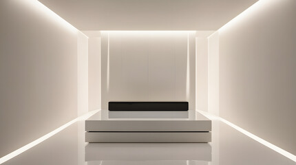 An empty white room with a window, showcasing minimalist design and open space	