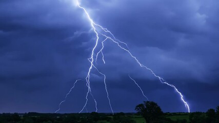 Dramatic Lightning Bolts Striking in Extreme Motion Video