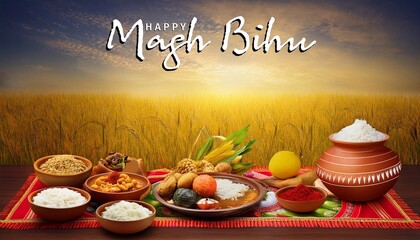 Happy Magh Bihu Festival Poster Design