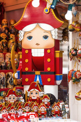 Beautiful holiday decorations for Christmas. Wooden nutcrackers. Tchaikovsky. Souvenirs and gifts. Beautiful Christmas toys. New Year's card 2025