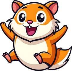 Whimsical Cartoon Hamster Standing Pose Art. 